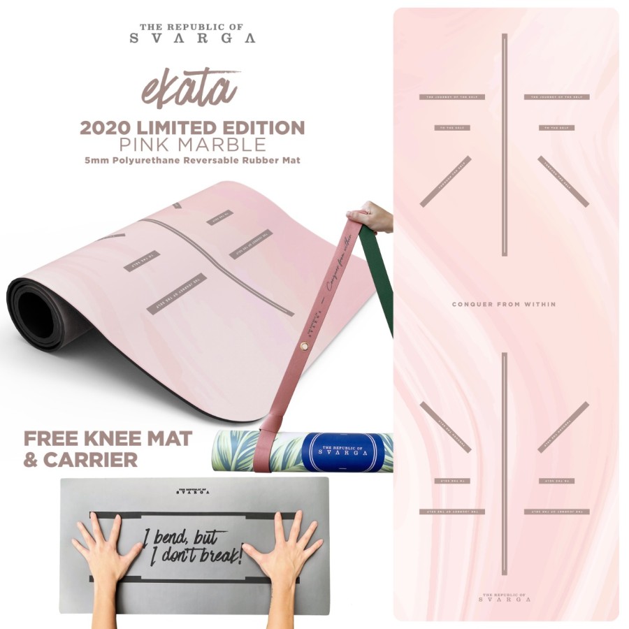 SVARGA Matras Yoga Mat 5mm Ekata Pink Marble STRONGBEE Store